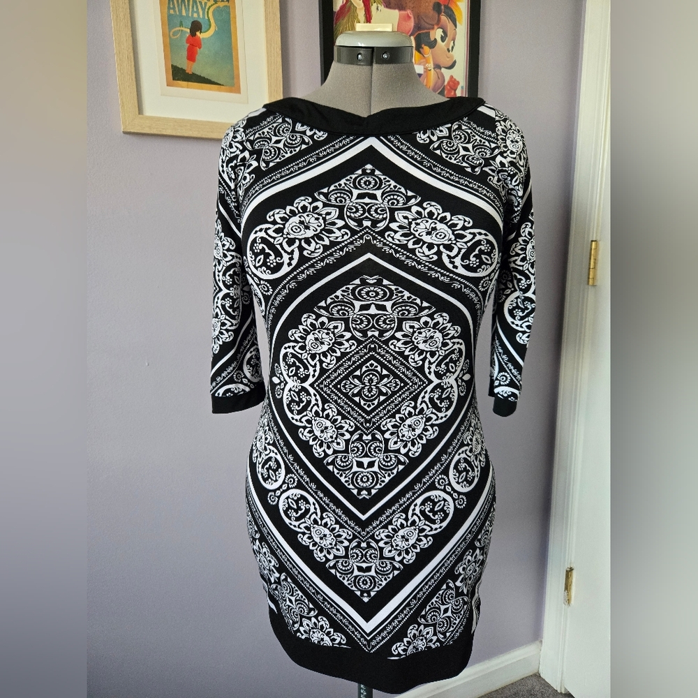 WHBM Black & White Patterned Dress